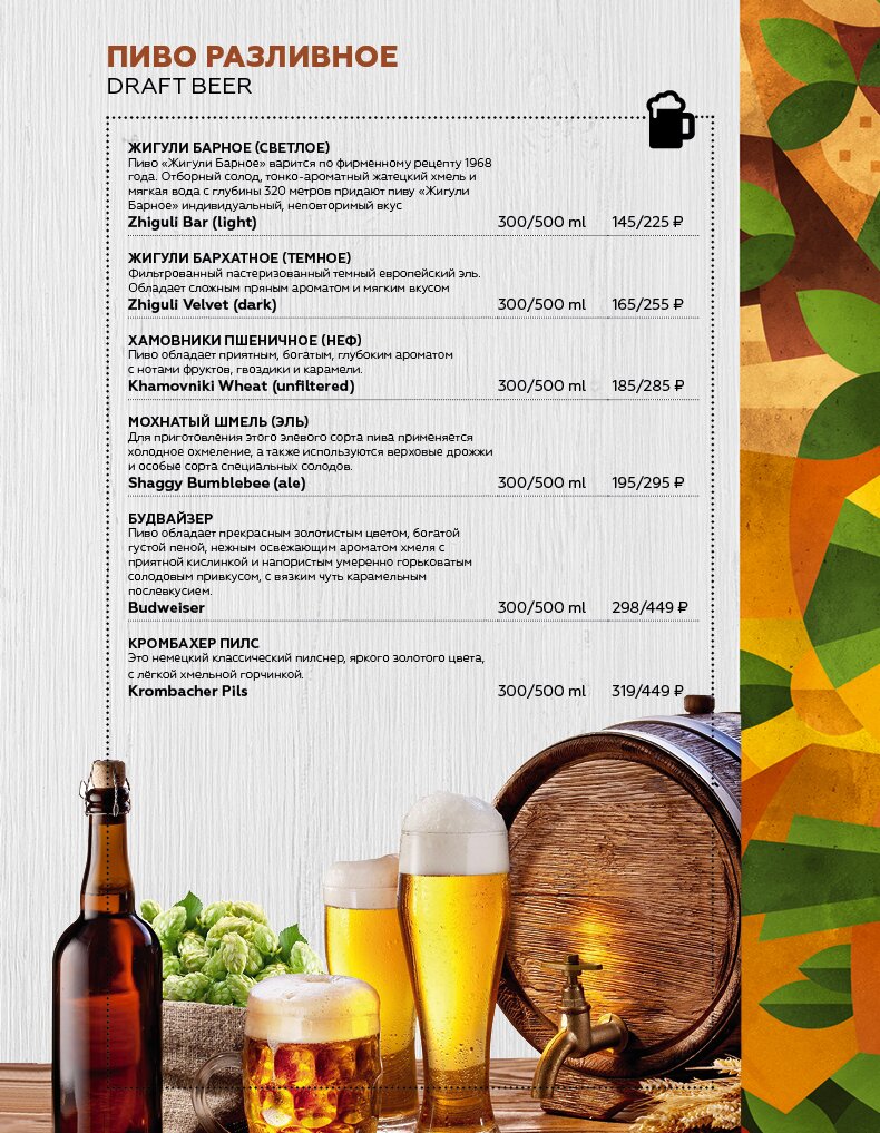 Барное меню