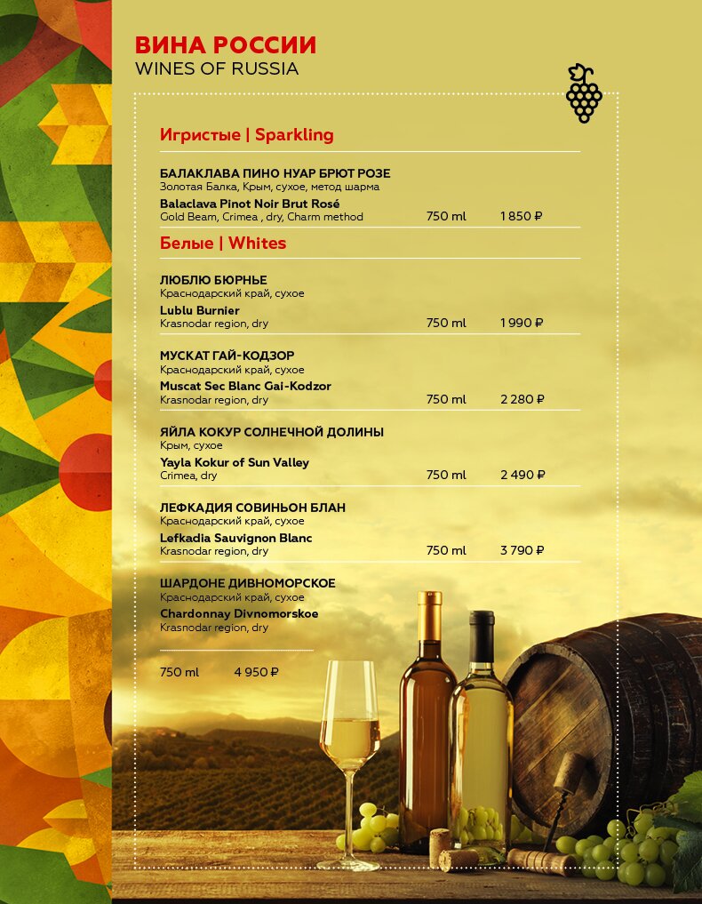 Барное меню