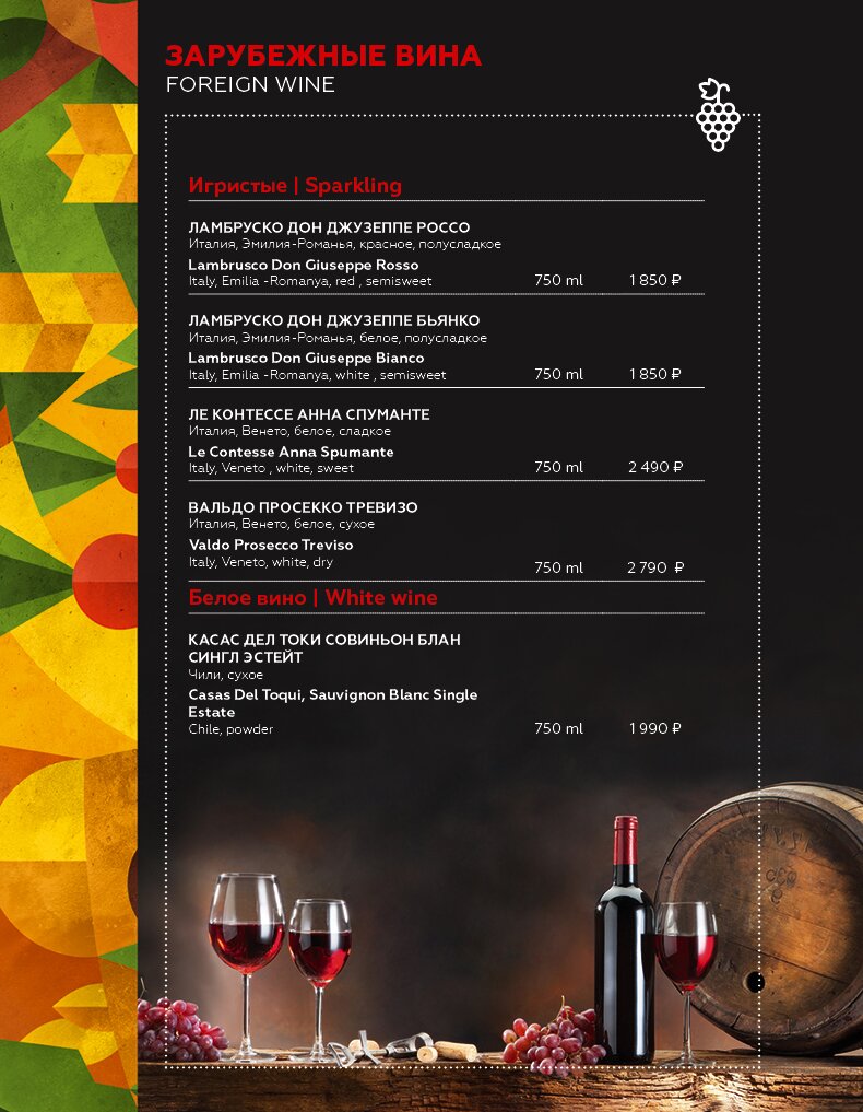 Барное меню