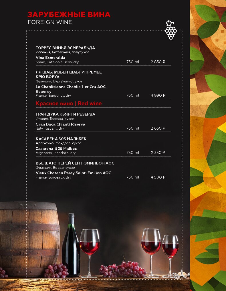 Барное меню